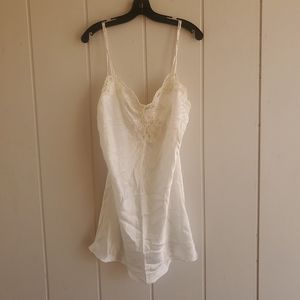 VTG Victoria's Secret White Babydoll Lingerie L Bridal  Sequined Lace Go…